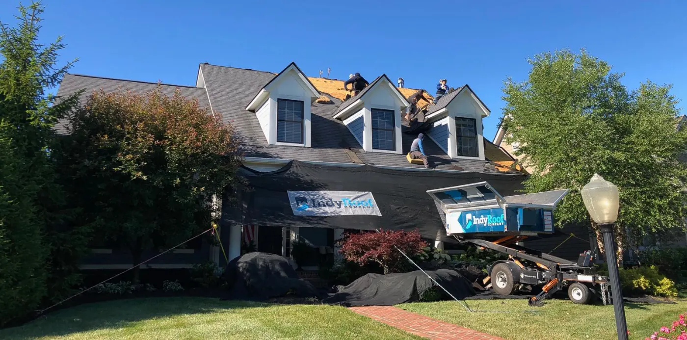 Tarping and dry-in on a Losantville commercial roof
